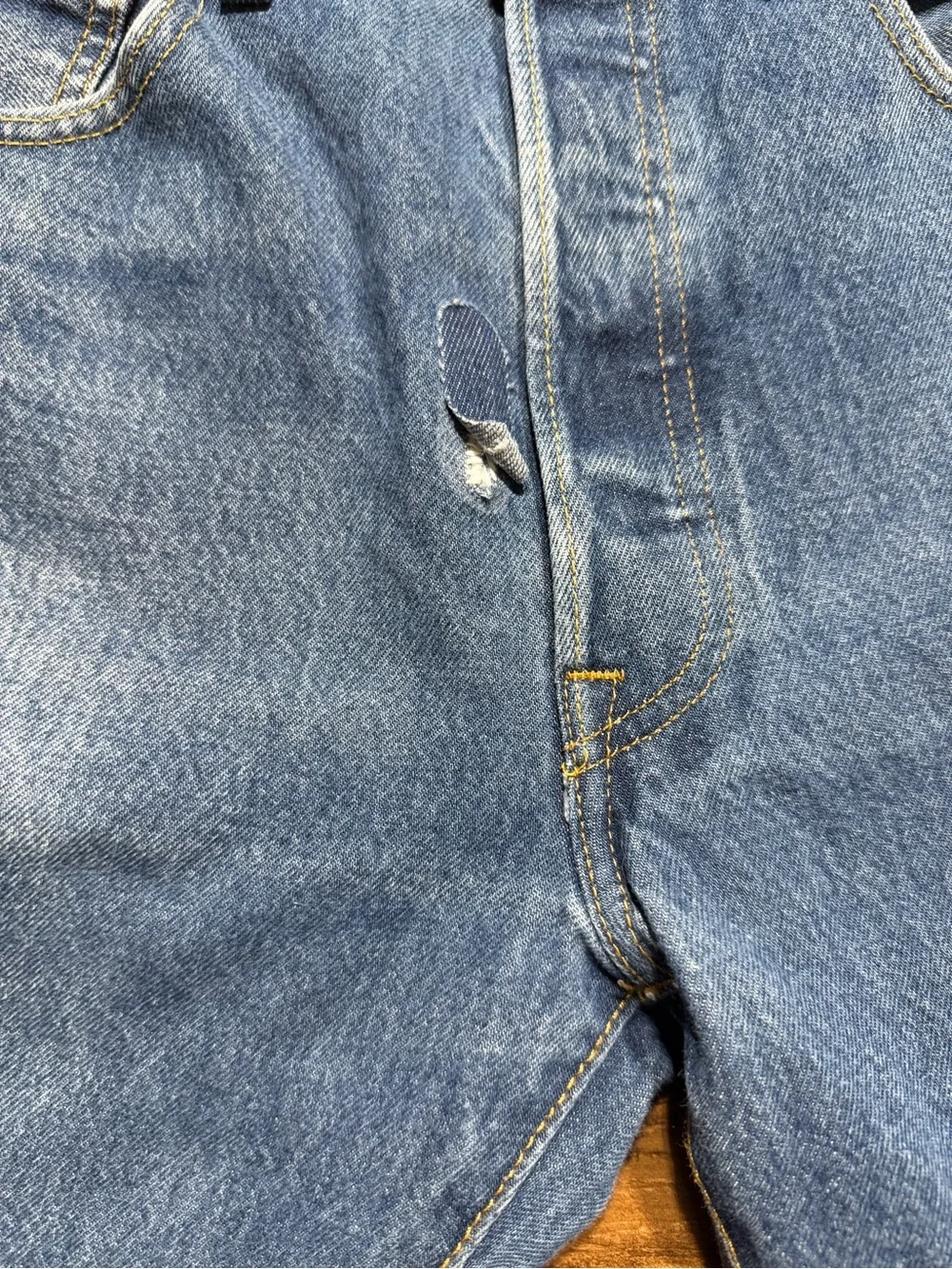 Levi’s 501 Button Fly Jeans Light Wash W34 L38 Distressed Vintage Y2K Tall